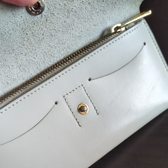 Cream Wallet with Textured Leather and Snap Closure - Picture 4 of 6